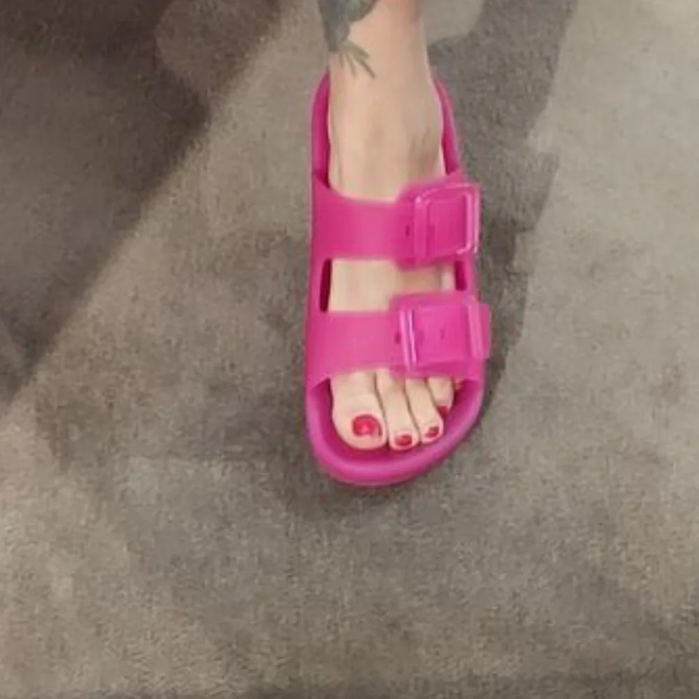 BALENCIAGA Hot Pink Fuchsia Mallorca Rubber Slide Sandal Size 37 - Picture 7 of 8